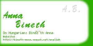 anna bineth business card